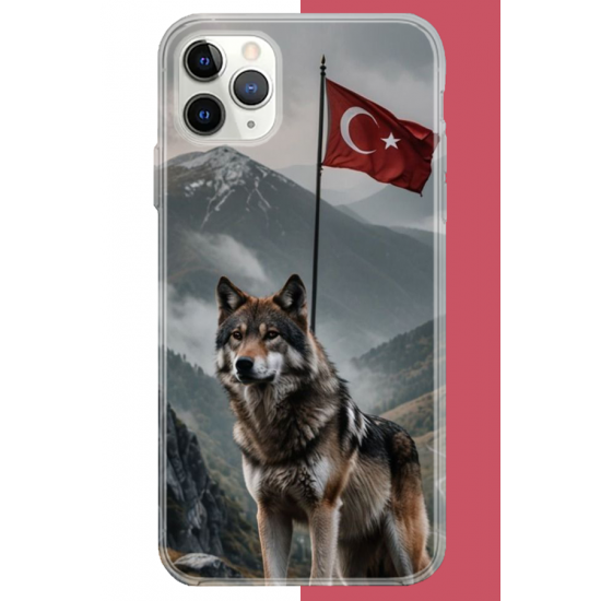 iPhone 11 Pro Max Uyumlu Ulu Kurt UV Baskılı Silikon Kılıf