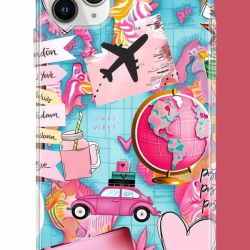iPhone 11 Pro Max Uyumlu Travel Kolaj UV Baskılı Silikon Kılıf
