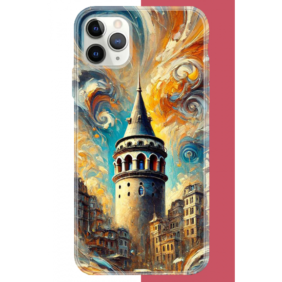 iPhone 11 Pro Max Uyumlu Galata UV Baskılı Silikon Kılıf