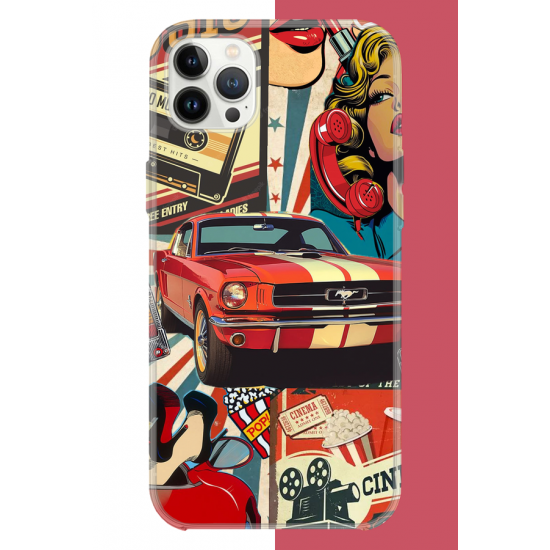 iPhone 12 PRO MAX Uyumlu Retro UV Baskılı Silikon Kılıf