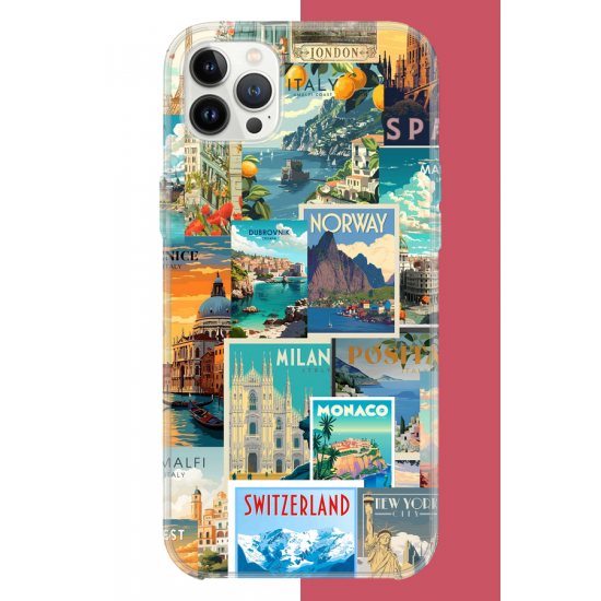iPhone 12 PRO MAX Uyumlu Kart Postal Kolaj UV Baskılı Silikon Kılıf