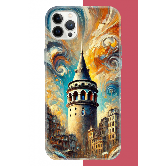 iPhone 12 PRO MAX Uyumlu Galata UV Baskılı Silikon Kılıf