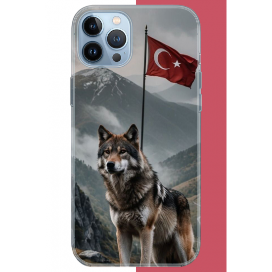 iPhone 13 PRO MAX Uyumlu Ulu Kurt UV Baskılı Silikon Kılıf