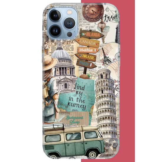 iPhone 13 PRO MAX Uyumlu Travel2 UV Baskılı Silikon Kılıf