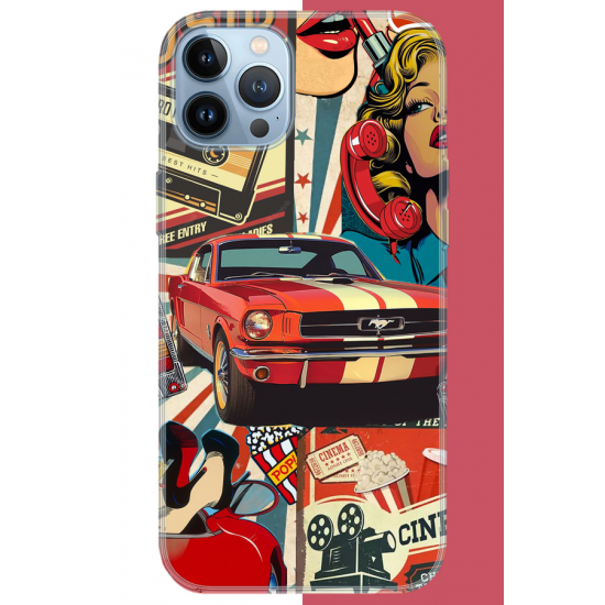 iPhone 13 PRO MAX Uyumlu Retro UV Baskılı Silikon Kılıf