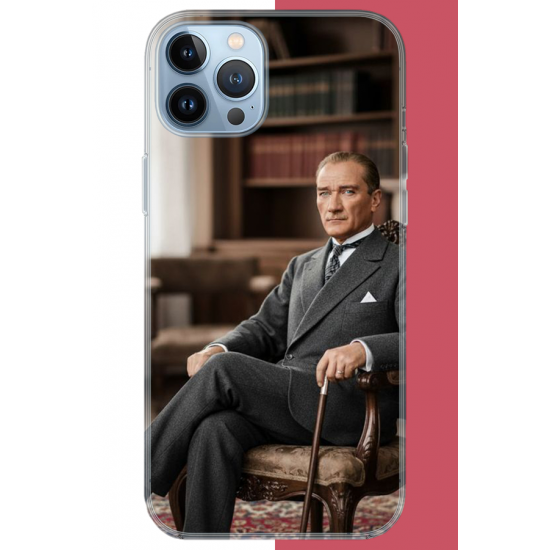 iPhone 13 PRO MAX Uyumlu Atatürk6 UV Baskılı Silikon Kılıf