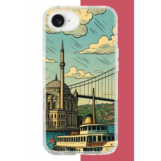 iPhone 16E Uyumlu İstanbul UV Baskılı Silikon Kılıf