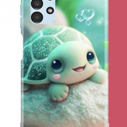 Samsung Galaxy A13 Uyumlu sevimli kaplumbağa UV Baskılı Silikon Kılıf