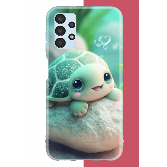 Samsung Galaxy A13 Uyumlu sevimli kaplumbağa UV Baskılı Silikon Kılıf