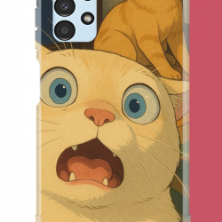 Samsung Galaxy A13 Uyumlu şaşkın kedi UV Baskılı Silikon Kılıf
