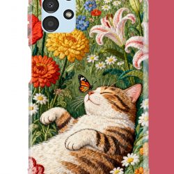 Samsung Galaxy A13 Uyumlu Desenli kedi UV Baskılı Silikon Kılıf