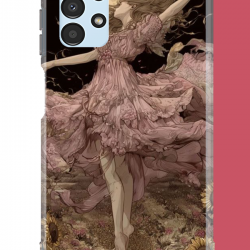 Samsung Galaxy A13 Uyumlu pembe elbiseli kadın UV Baskılı Silikon Kılıf