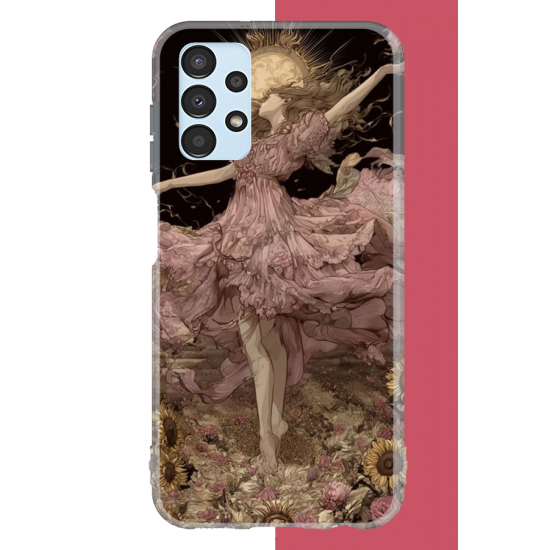 Samsung Galaxy A13 Uyumlu pembe elbiseli kadın UV Baskılı Silikon Kılıf Samsung Galaxy A13 Uyumlu pembe elbiseli kadın UV Baskılı Silikon Kılıf
