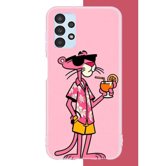 Samsung Galaxy A13 Uyumlu pembe panter 1 UV Baskılı Silikon Kılıf Samsung Galaxy A13 Uyumlu pembe panter 1 UV Baskılı Silikon Kılıf