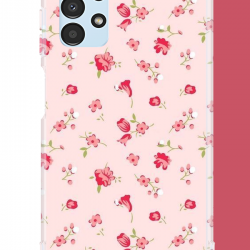 Samsung Galaxy A13 Uyumlu pembe çiçekli pattern UV Baskılı Silikon Kılıf