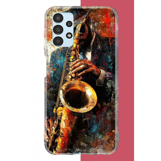 Samsung Galaxy A13 Uyumlu renkli tenor saksafon UV Baskılı Silikon Kılıf Samsung Galaxy A13 Uyumlu renkli tenor saksafon UV Baskılı Silikon Kılıf