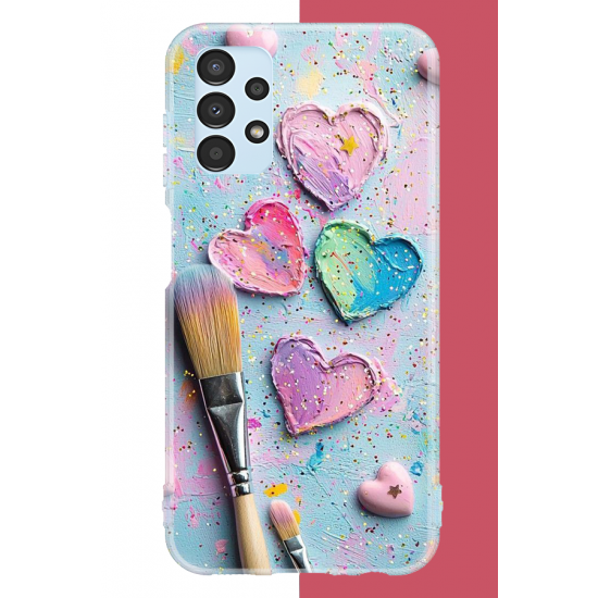 Samsung Galaxy A13 Uyumlu renkli tuval UV Baskılı Silikon Kılıf