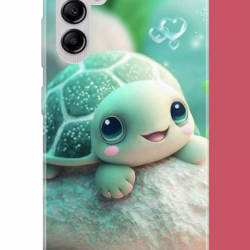 Samsung Galaxy A14 Uyumlu sevimli kaplumbağa UV Baskılı Silikon Kılıf