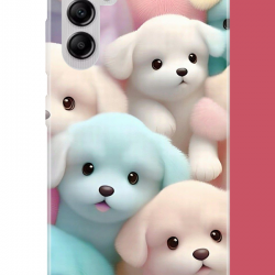 Samsung Galaxy A14 Uyumlu sevimli renkli köpek UV Baskılı Silikon Kılıf