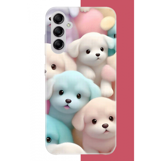 Samsung Galaxy A14 Uyumlu sevimli renkli köpek UV Baskılı Silikon Kılıf