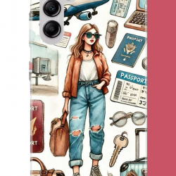 Samsung Galaxy A14 Uyumlu vintage-travel UV Baskılı Silikon Kılıf