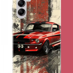 Samsung Galaxy A14 Uyumlu kırmızı mustang.jpeg UV Baskılı Silikon Kılıf