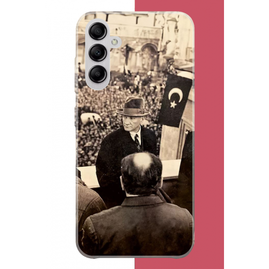 Samsung Galaxy A14 Uyumlu halka seslenen atatürk2 UV Baskılı Silikon Kılıf
