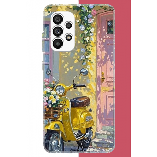 Samsung Galaxy A23 Uyumlu sarı mobilet UV Baskılı Silikon Kılıf