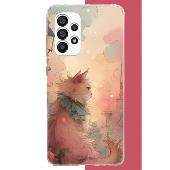 Samsung Galaxy A23 Uyumlu mavi fularlı kedi UV Baskılı Silikon Kılıf Samsung Galaxy A23 Uyumlu mavi fularlı kedi UV Baskılı Silikon Kılıf
