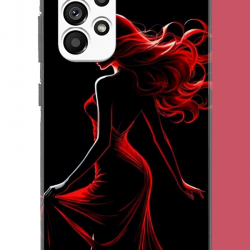Samsung Galaxy A23 Uyumlu kırmızı elbiseli kadın UV Baskılı Silikon Kılıf