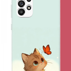 Samsung Galaxy A23 Uyumlu minik kedi UV Baskılı Silikon Kılıf