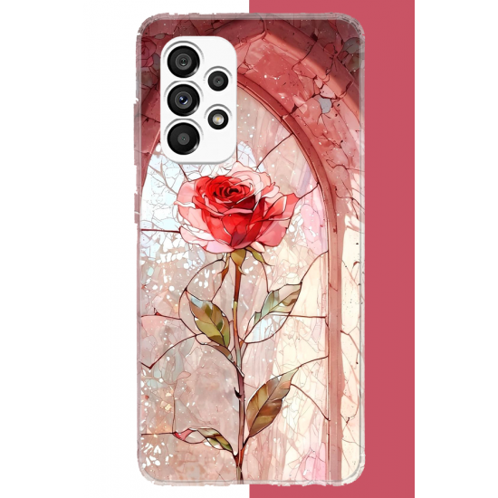 Samsung Galaxy A23 Uyumlu pencereki gül UV Baskılı Silikon Kılıf