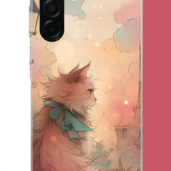 Samsung Galaxy A26 Uyumlu mavi fularlı kedi UV Baskılı Silikon Kılıf