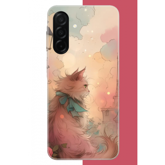 Samsung Galaxy A26 Uyumlu mavi fularlı kedi UV Baskılı Silikon Kılıf