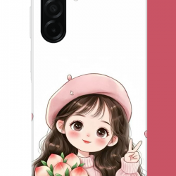 Samsung Galaxy A26 Uyumlu kawaii buket tutan kız UV Baskılı Silikon Kılıf