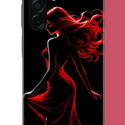 Samsung Galaxy A26 Uyumlu kırmızı elbiseli kadın UV Baskılı Silikon Kılıf