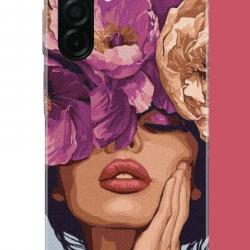 Samsung Galaxy A26 Uyumlu mor çiçekli kadın UV Baskılı Silikon Kılıf