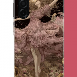Samsung Galaxy A26 Uyumlu pembe elbiseli kadın UV Baskılı Silikon Kılıf