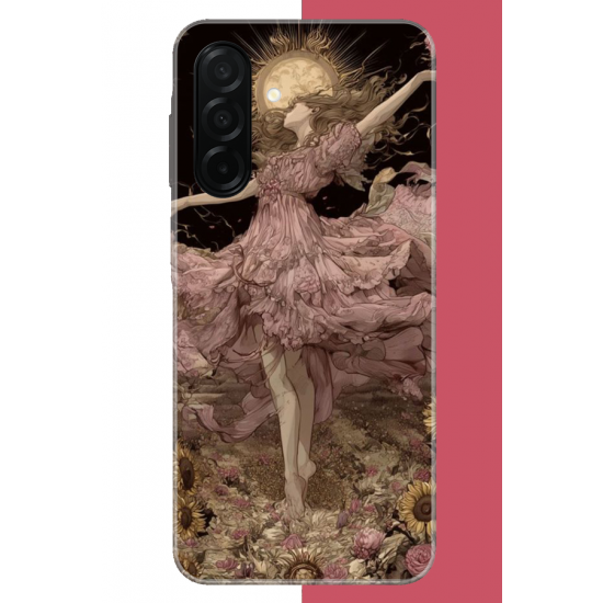 Samsung Galaxy A26 Uyumlu pembe elbiseli kadın UV Baskılı Silikon Kılıf
