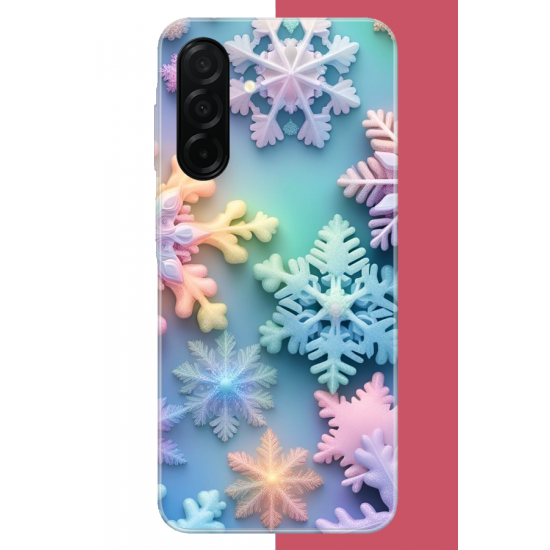 Samsung Galaxy A26 Uyumlu renkli kar taneleri UV Baskılı Silikon Kılıf