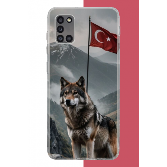 Samsung Galaxy A31 Uyumlu Ulu Kurt UV Baskılı Silikon Kılıf