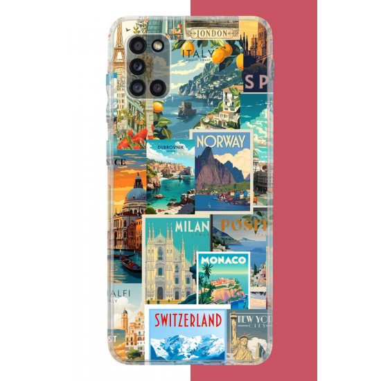 Samsung Galaxy A31 Uyumlu Kart Postal Kolaj UV Baskılı Silikon Kılıf