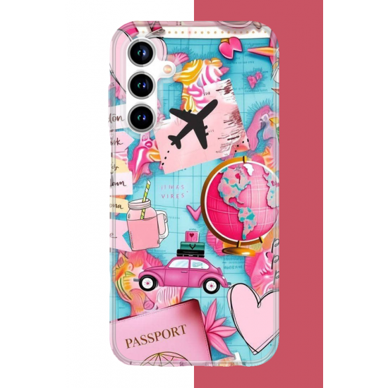 Samsung Galaxy A35 Uyumlu Travel Kolaj UV Baskılı Silikon Kılıf