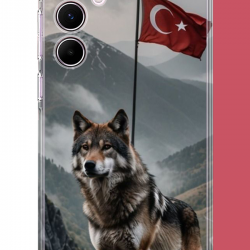 Samsung Galaxy A55 Uyumlu Ulu Kurt UV Baskılı Silikon Kılıf
