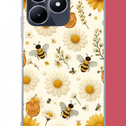 Realme C53 Uyumlu arılı sarı çiçek.jpeg UV Baskılı Silikon Kılıf