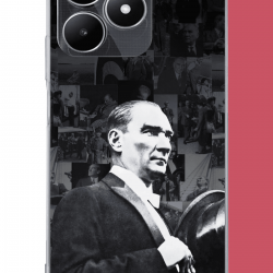 Realme C53 Uyumlu şapka ile selamlayan atatürk UV Baskılı Silikon Kılıf