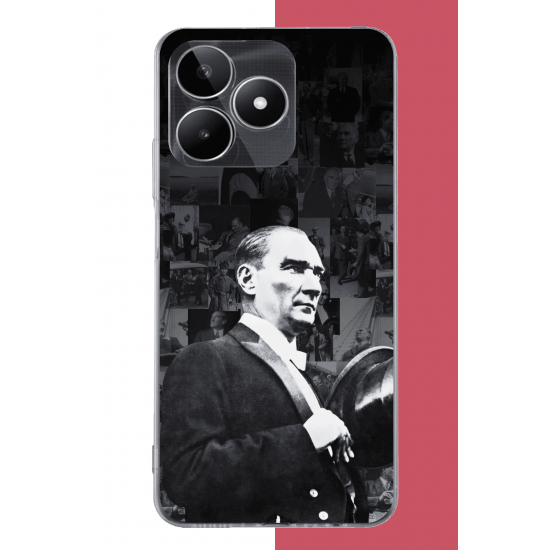 Realme C53 Uyumlu şapka ile selamlayan atatürk UV Baskılı Silikon Kılıf