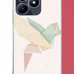 Realme C53 Uyumlu origami kuş UV Baskılı Silikon Kılıf