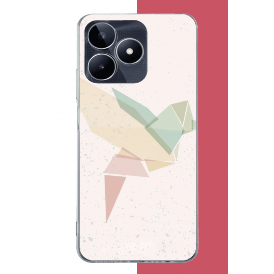 Realme C53 Uyumlu origami kuş UV Baskılı Silikon Kılıf