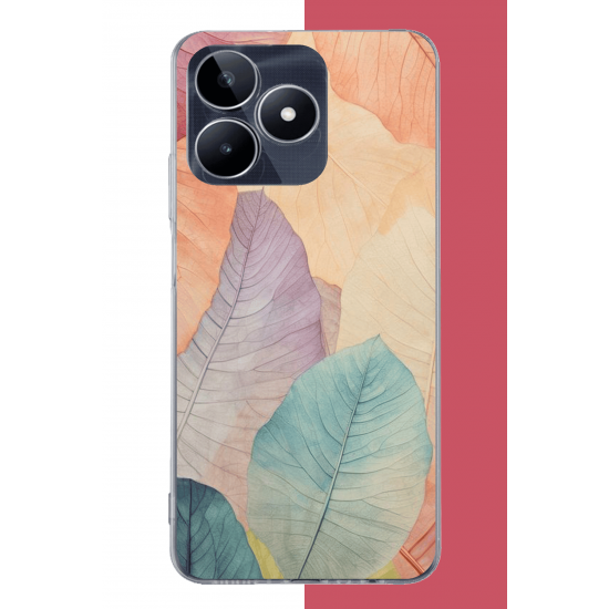 Realme C53 Uyumlu renkli yaprak UV Baskılı Silikon Kılıf